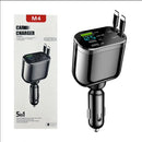 60W Retractable Car Charger Dual Pull Out Cables USB Type C PD QC3.0 12V 24V