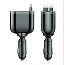 60W Retractable Car Charger Dual Pull Out Cables USB Type C PD QC3.0 12V 24V