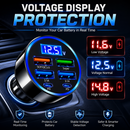100W 6-in-1 Multi-Port USB C Car Charger Fast Charging Adapter Digital Display