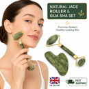 Natural Jade Roller & Gua Sha Set Facial Massage Skin Care Depuffing Tool