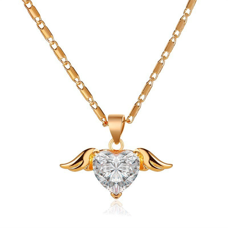 Symbolic Heart Wings Necklace for Women