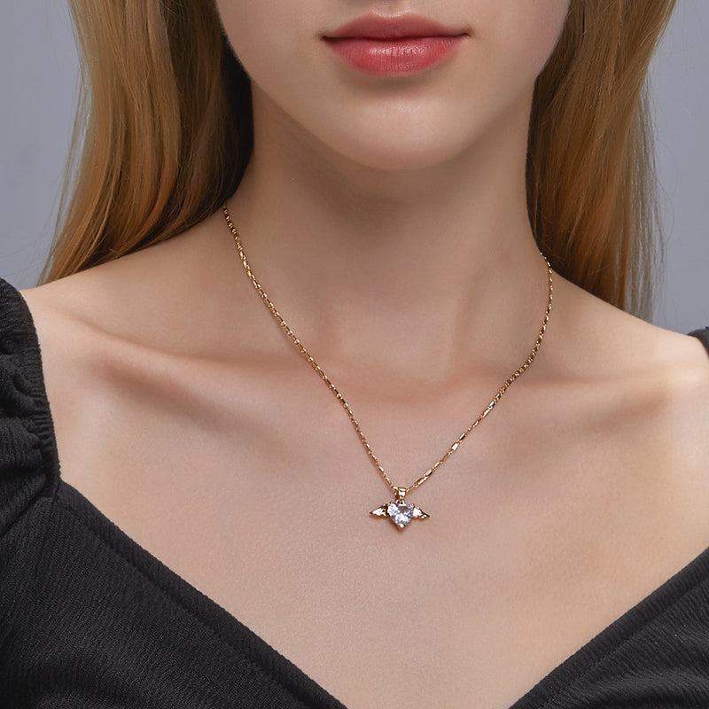 Symbolic Heart Wings Necklace for Women